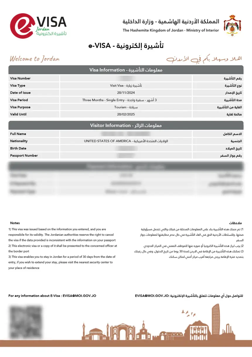 Jordan Pass – sample document